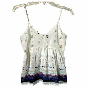 Hollister Babydoll Top Women Y2K Spaghetti Strap V Neck Smock Back Blouse Size S